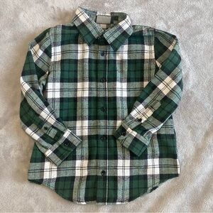 Bass Pro Shops Green Black White Long Sleeve Button Up Flannel Youth Size Medium